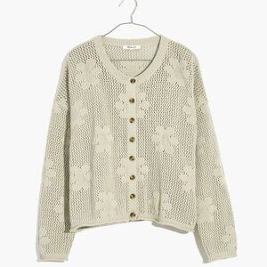 Madewell Floral Open-Stitch Cardigan Sweater